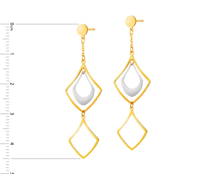 375 Yellow And White Gold Plated Dangling Earring 