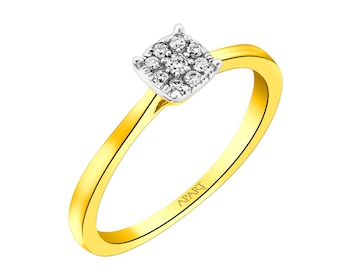 375 Yellow And White Gold Plated Ring with Diamonds 0,08 ct - fineness 375