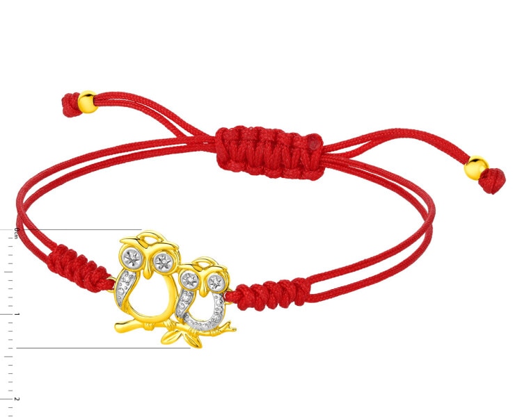 9 K Rhodium-Plated Yellow Gold Bracelet with Diamonds 0,02 ct - fineness 9 K