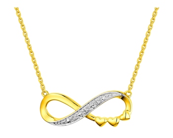 14 K Rhodium-Plated Yellow Gold Necklace with Diamonds 0,01 ct - fineness 14 K