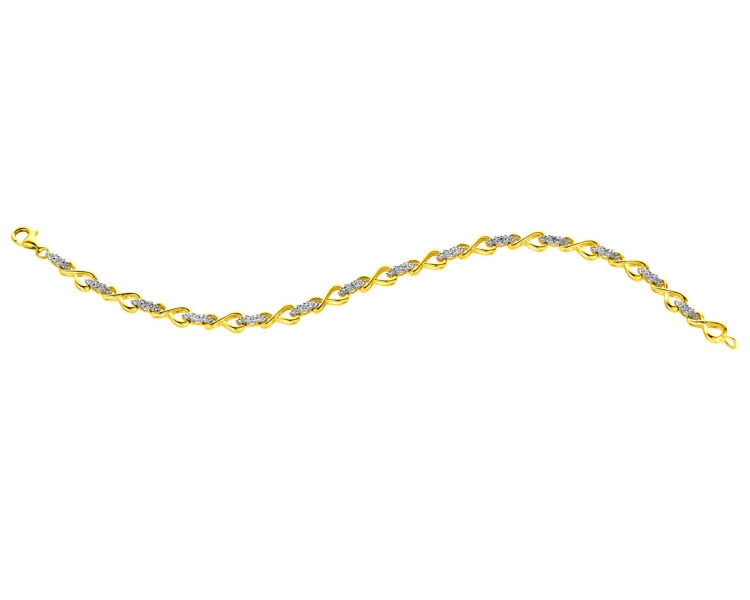 9 K Rhodium-Plated Yellow Gold Bracelet with Diamonds 0,15 ct - fineness 9 K