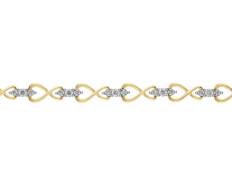 9 K Rhodium-Plated Yellow Gold Bracelet with Diamonds - 0,15 ct - fineness 9 K