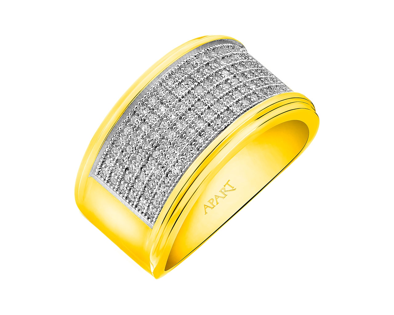 Pierścionek z żółtego złota z diamentami 0,33 ct - próba 585