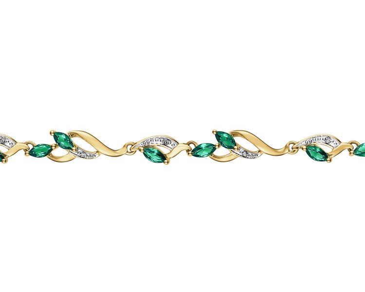 9 K Rhodium-Plated Yellow Gold Bracelet with Diamonds - fineness 9 K