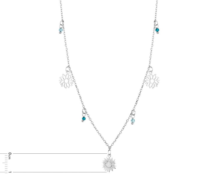 Stříbrný náhrdelník s broušeným sklem - květy