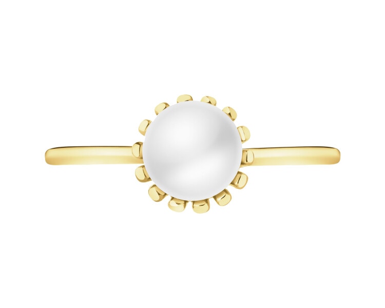 8 K Yellow Gold Ring with Pearl