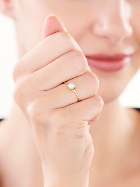 8 K Yellow Gold Ring with Pearl
