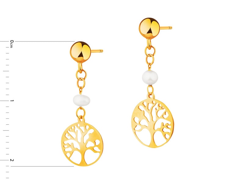 Zlaté náušnice s perlami - stromy