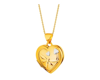 Zlatý přívěsek - otevírací medailon - srdce, vážka, together forever
