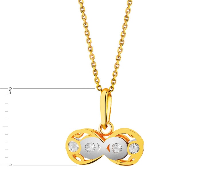 14 K Rhodium-Plated Yellow Gold Pendant with Cubic Zirconia