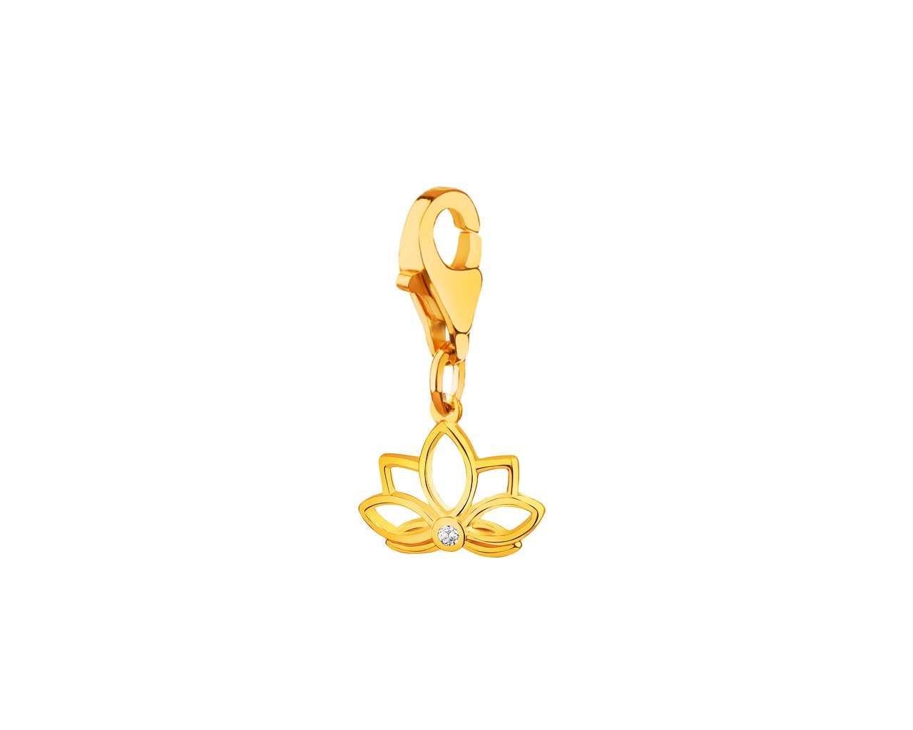 Złota zawieszka z cyrkonią charms - kwiat lotosu