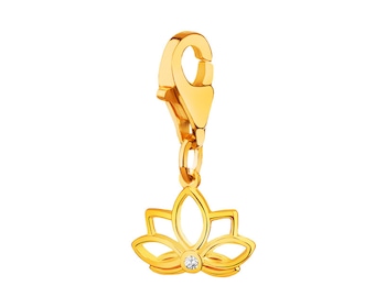 Złota zawieszka z cyrkonią charms - kwiat lotosu