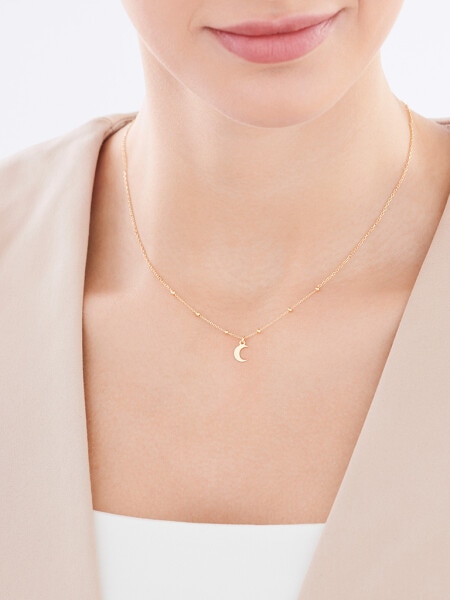Pozlacený stříbrný náhrdelník - měsíc, kuličky