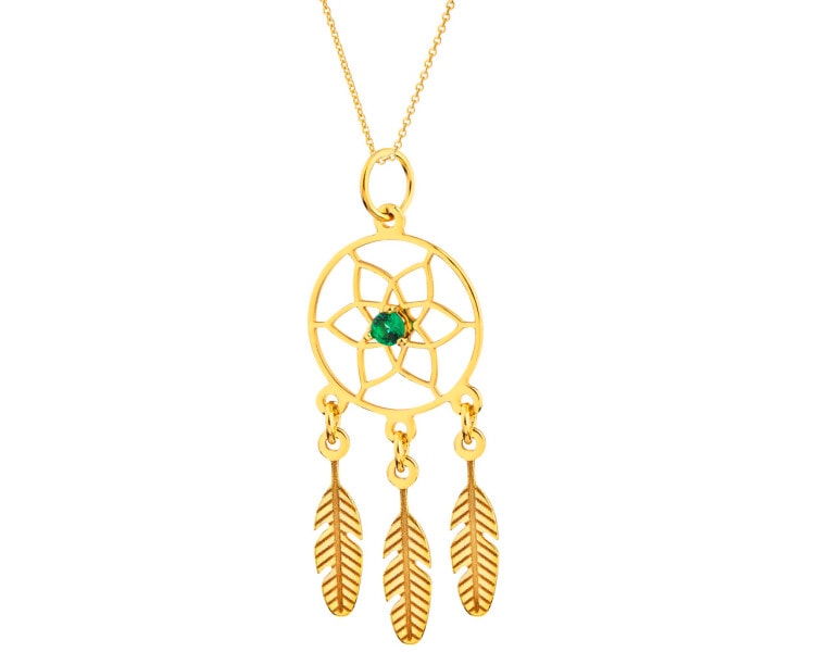 14 K Yellow Gold Pendant with Synthetic Emerald
