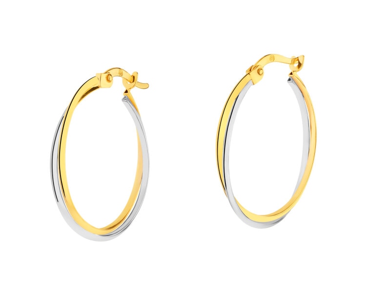 8 K Rhodium-Plated Yellow Gold Hoop Earring 
