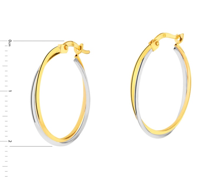 8 K Rhodium-Plated Yellow Gold Hoop Earring 