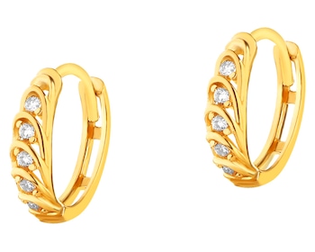 14 K Yellow Gold Hoop Earring with Cubic Zirconia