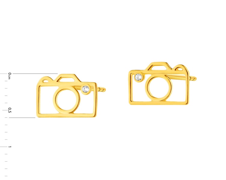 Złote kolczyki z cyrkoniami - aparaty fotograficzne