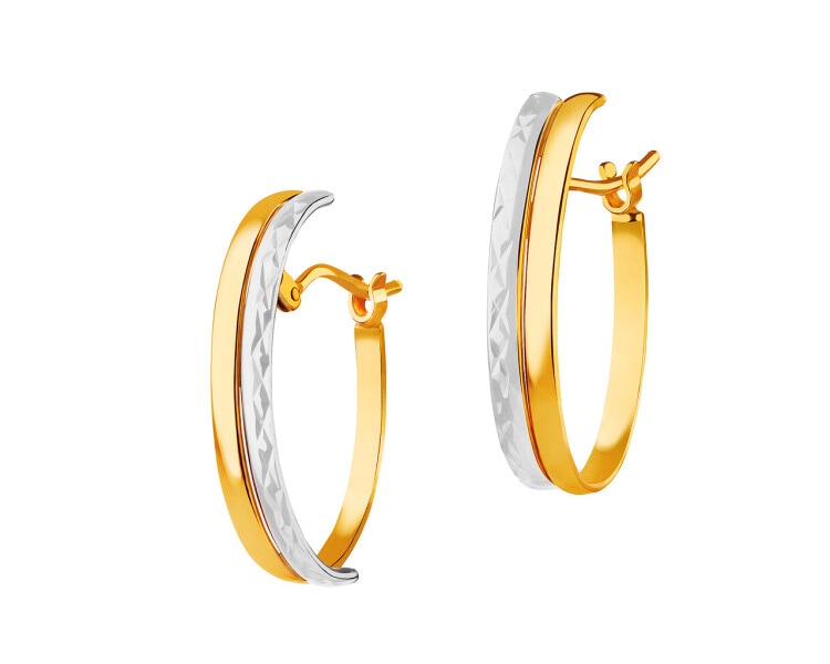 9 K Rhodium-Plated Yellow Gold Earrings 