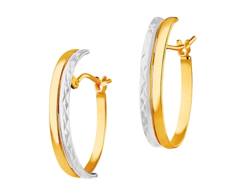 9 K Rhodium-Plated Yellow Gold Earrings 