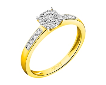 585 Yellow And White Gold Plated Ring with Diamonds 0,21 ct - fineness 585