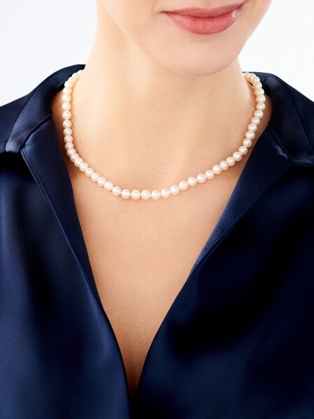 9 K Rhodium-Plated White Gold Pearl Necklace with Pearl