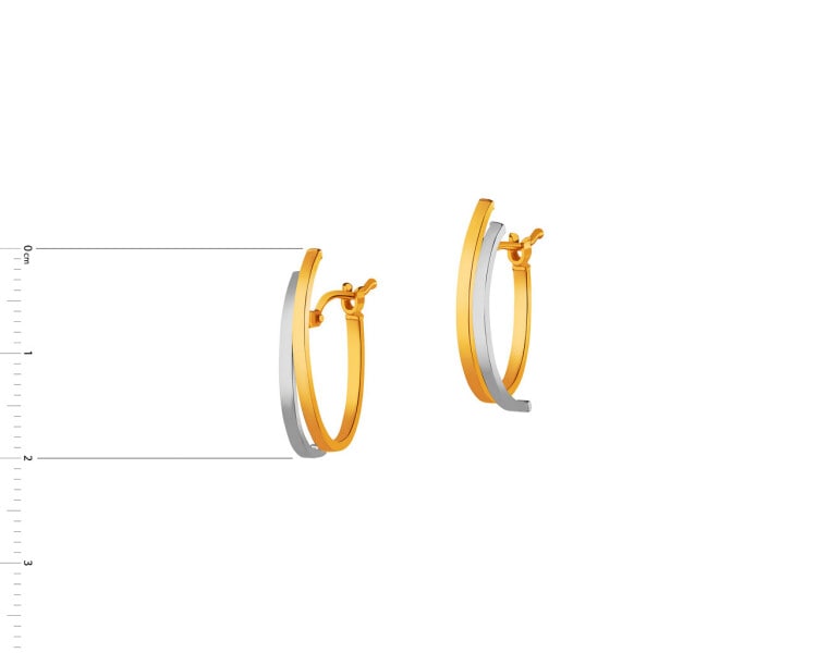 9 K Rhodium-Plated Yellow Gold Earrings