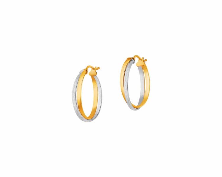 9 K Rhodium-Plated Yellow Gold Hoop Earring