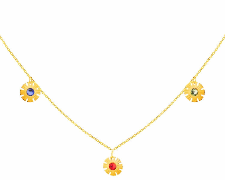 Zlatý náhrdelník se zirkony - květy