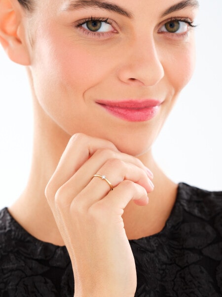 14 K Yellow Gold, White Gold Ring with Diamond - 0,02 ct - fineness 375