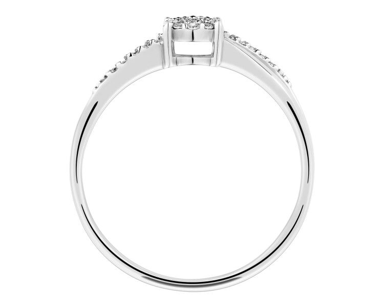 14 K Rhodium-Plated White Gold Ring with Diamonds - 0,08 ct - fineness 14 K