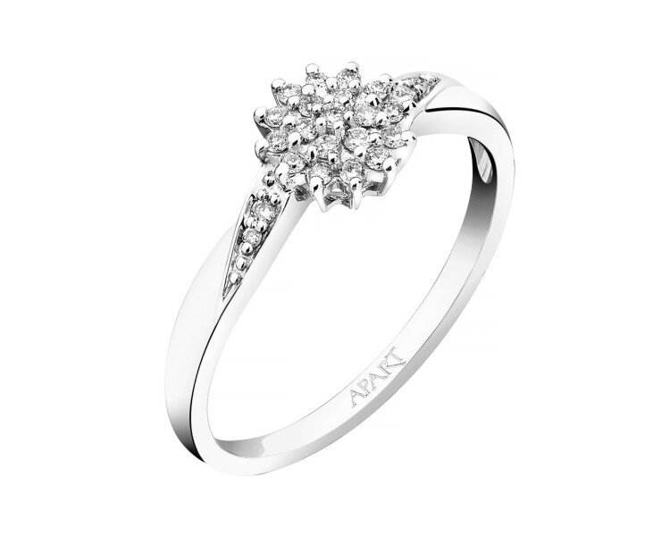 14 K White Gold Ring with Diamonds 0,12 ct - fineness 9 K