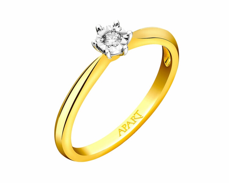 Prsten ze žlutého a bílého zlata s briliantem 0,03 ct - ryzost 585