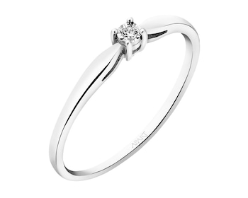 9 K Rhodium-Plated White Gold Ring with Diamond 0,01 ct - fineness 9 K