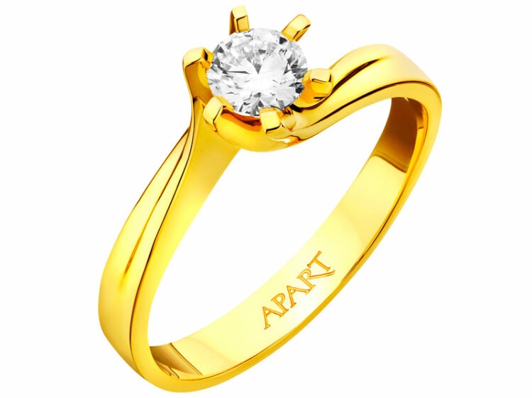 14ct Yellow Gold Diamond Ring 0,44 ct - fineness 14 K