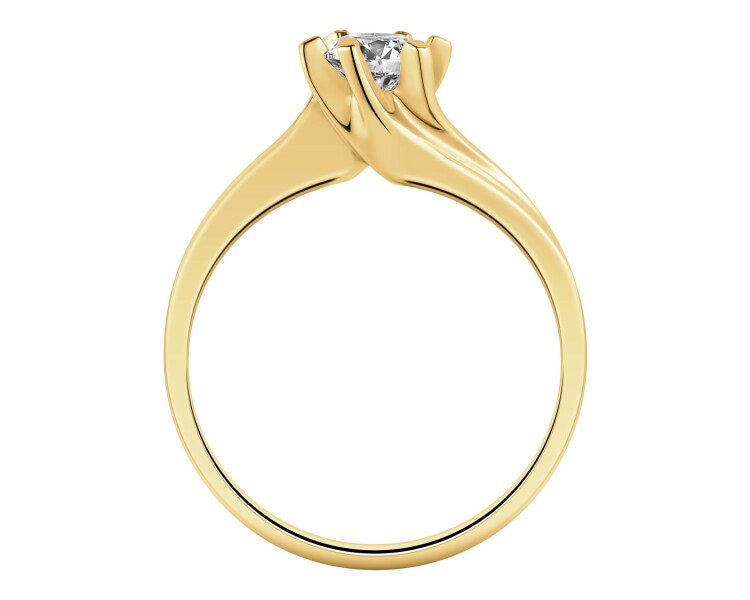 Pierścionek z żółtego złota z brylantem - SI1/H - 0,44 ct - próba 585