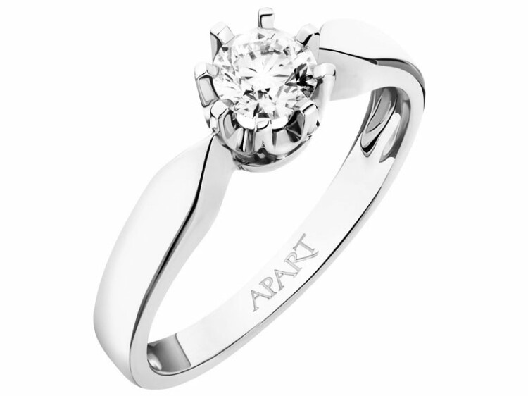 14ct White Gold Ring with Diamond 0,44 ct - fineness 14 K