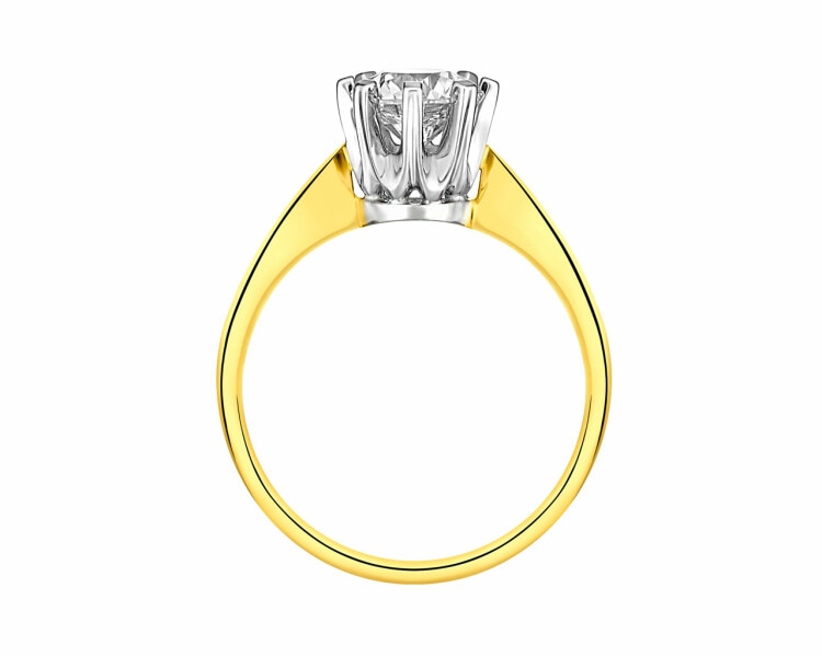Prsten ze žlutého a bílého zlata s briliantem 1 ct - ryzost 585