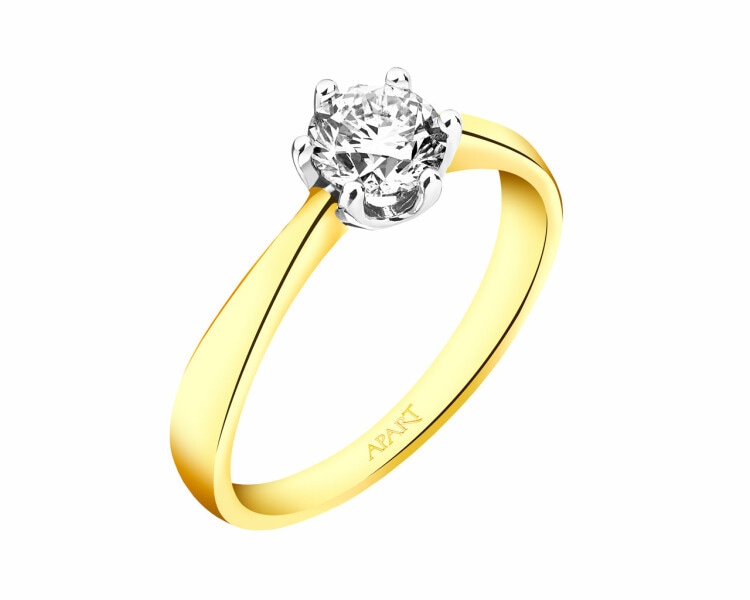 Prsten ze žlutého zlata s briliantem 0,70 ct - ryzost 585