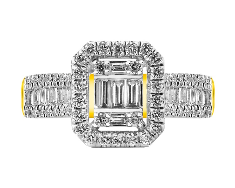 14 K Rhodium-Plated Yellow Gold Ring 0,75 ct - fineness 14 K