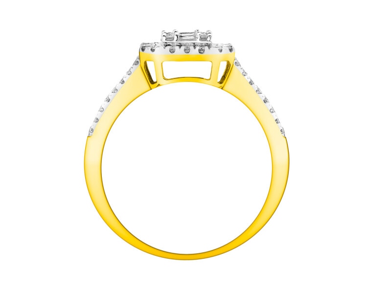 14 K Rhodium-Plated Yellow Gold Ring 0,75 ct - fineness 14 K