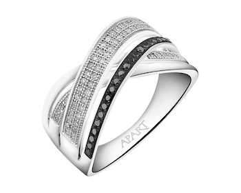 14 K Rhodium-Plated White Gold Ring  - fineness 14 K