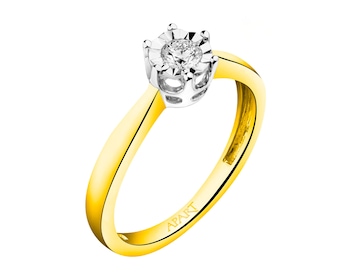 Prsten ze žlutého a bílého zlata s briliantem 0,15 ct - ryzost 585