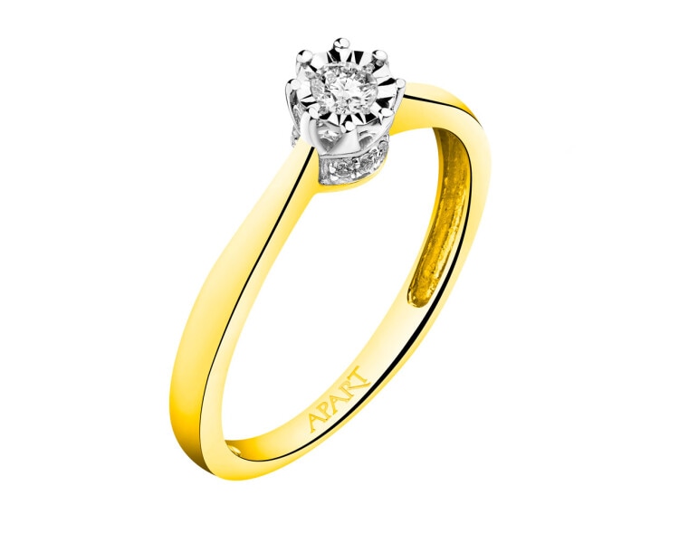 Prsten ze žlutého a bílého zlata s brilianty 0,13 ct - ryzost 585