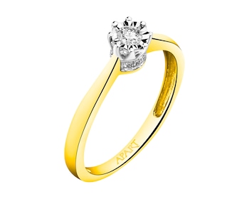 585 Yellow And White Gold Plated Ring  0,13 ct - fineness 585