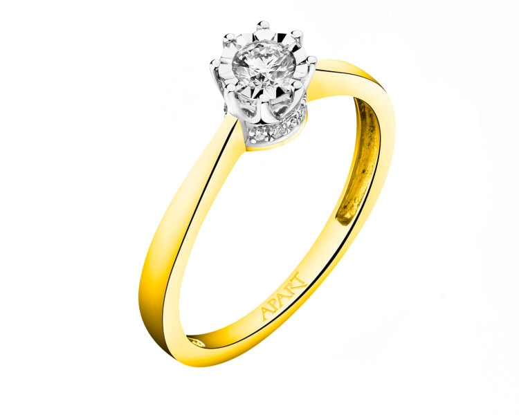 Prsten ze žlutého a bílého zlata s brilianty 0,18 ct - ryzost 585