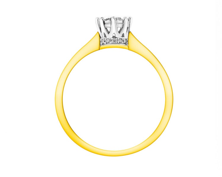 585 Yellow And White Gold Plated Ring  0,18 ct - fineness 585