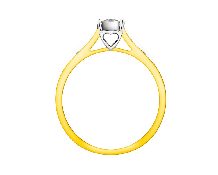 Prsten ze žlutého a bílého zlata s brilianty 0,14 ct - ryzost 585
