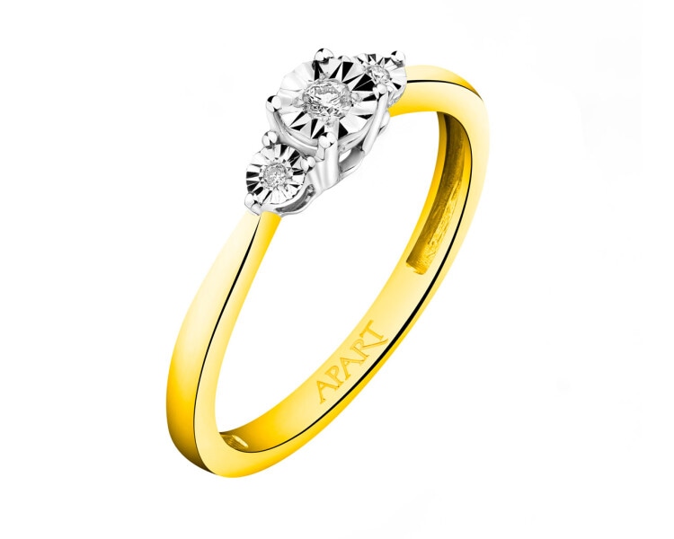 Prsten ze žlutého a bílého zlata s brilianty 0,05 ct - ryzost 585