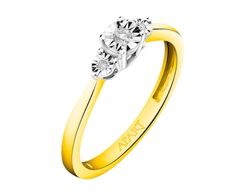 585 Yellow And White Gold Plated Ring with Diamonds 0,05 ct - fineness 585